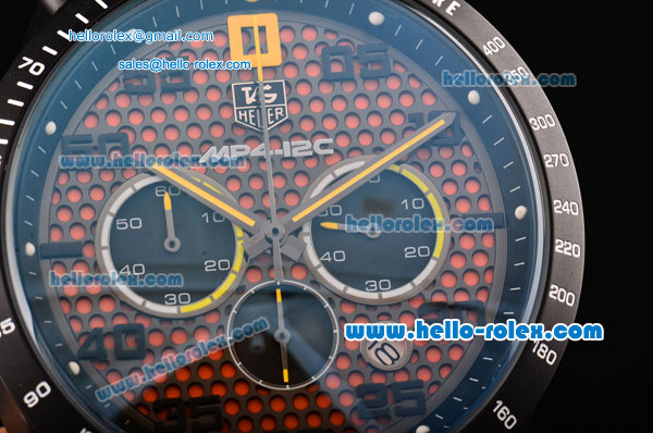 Tag Heuer Carrera MP4-12C Chrono Miyota OS20 Quartz PVD Case with Black Rubber Strap Orange Dial and Black Markers - 7750 Coating - Click Image to Close